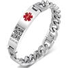 Theluckytag Bracciale medico migliorato da uomo e donna con codice QR, acciaio al titanio, per polsi fino a 20,3-25,4 cm, più spazio per personalizzazione (versione in lingua italiana non garantita),