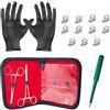 BodyJewelryOnline Adulto Corpo Dermal Piercing Kit - 2 pinze in Acciaio Inox con 11 Cime cutanee con Gemme Chiare e Acciaio Chirurgico 11 Ancore