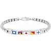 amorili Bracciale Uomo Acciaio Inossidabile con Bandiere Nautiche | Braccialetto Nautico Regolabile Stile Marina Militare | Idea Regalo Elegante per Uomo, Marinaio, Velista - bcc2273