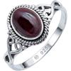 mantraroma Anello da donna in argento 925 con pietra preziosa granato rosso insolito e giocoso