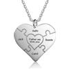 ALBERTBAND Collana con Puzzle Cuore Personalizzato Personalizzato 1-12 Nomi e 1 Ciondolo con Testo per le Donne Collana con Sorella Amicizia BFF Regalo per Catena Cuore di Natale (4 names)