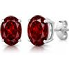 Tibetan Silver 925 Argento Sterling Granato Del Mozambico Pietre Preziose Naturale Orecchini a Bottone, 7X9 mm Moda Progettista Gioielli per Donne e, Pietra Portafortuna di Gennaio