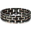 Ayoiow Bracciale Donna in Acciaio Inossidabile Oro Rosa Nero Braccialetto Colori Contrastanti di Giuntura Rettangolare