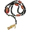 HCAXKFMMXU Collana nera della morte sacra in legno collana di Santa Muerte Rosari rossi perline benedizione artigianale rosario de la santa muerte Preghiera G