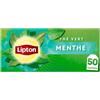 Lipton, Tè verde, tè verde asiatico, freddo o caldo, sapore di menta, freschezza, ingredienti naturali al 100%, 50 bustine