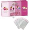 Doni Bomboniere Kit Confezione 1Kg Confetti Sfumati Rosa con Mandorla Ricoperta + 50 pz Bustine Portaconfetti Trasparenti per Battesimo Nascita Compleanno Bimba Made in Italy