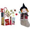Generico Calza della Befana Tradizionale, Stivale Natalizio in Panno e Juta 15x36cm con Dolciumi Assortiti, Set Regalo con Caramelle, Cioccolatini, Lecca Lecca e Snack