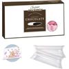 Doni Bomboniere Kit Confezione 1Kg Confetti Gusto Cioccolato Ricoperti colore Rosa + 50 pz Tubo PVC Portaconfetti Trasparenti + 50 pz Bigliettini Nascita Battesimo Bimba Fai da Te Made in Italy