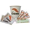 Caffè Crème Set con 100 Bustine di Zucchero Bianco Extrafino da 5g + 100 Bicchierini di Carta + 100 Palettine in Legno di Bambù