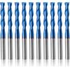 HQMaster 10PCS 1/8 17mm Carbide Flat Nose End Mill CNC Router Bits Double Flute Spiral Set Tool Nylon Resin ABS Acrylic PVC MDF Hardwood by HQMaster