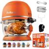 Fritaire - Air Fryer in vetro autopulente. Friggitrice ad aria con capacità di 4,8 l e sistema di riscaldamento a convezione Vortex Whirlwind (Arancione)