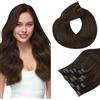 HOTBANANA Extension di capelli umani con clip, colore marrone cenere chiaro, extension con clip, capelli umani veri, lisci, morbidi, con clip, doppia pelle, 35,5 cm, 120 g, 7 pezzi