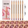 LOPHE Matita Labbra, 6 colori Nuova Set di Lip Liner con 2 Due Temperamatite, Penna per Labbra Impermeabile, Cremosa e Liscia, Non Sbava, A Lunga Tenuta#01