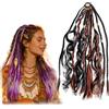 HKNLMM Extension Coda di Cavallo Dread Elastica 22 Pollici, Extension Dreadlock Boho con Perle Artigianali, Installazione Rapida per Festival, Viaggio & Giorno Giorno(Brown)