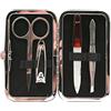 Elina Kit Manicure 5 pezzi con custodia da viaggio, forbicine, tagliaunghie, lima unghie, pinzetta sopracciglia, custodia nera