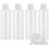 ZEOABSY 4 Pezzi 200 ml Trasparente Bottiglie di plastica PET con Tappo Flip Top Bianco, Spalla Piatta Contenitori per Cosmetico, Bottiglie da Viaggio per Lozioni, Liquido, Olio