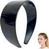 Generico Tortoise Shell Headband with Teeth - 1.5in Wide Acetate Hair Band for Women, No Slip Thick Leopard Print Hair Hoop, Retro Hair Accessories for Styling (Black)