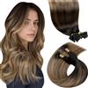 LaaVoo Extension Cheratina Capelli Veri Castano Scuro a Biondo Sporco Balayage 55cm 50g 50 Ciocche, K Tip cheratina, Leggeri e Invisibili, per Feste e Cerimonie Colore 2-6-18