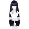 HIROAKIYA Parrucca Cosplay Lunga e Dritta Blu Scuro con Calotta per Parrucca, Lunghezza ca.80cm