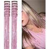 HAJHI Glitter Hair Tinsel Carnevale Clip BB 12 Pezzi Fata Ciocche Colorate Per Capelli Senza Cuciture Fili Metallici Per Riflessi Hair Extensions Per Bar Compleanni(Purple-red)