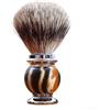 Magyfosia Spazzola da barba con 3 fasce in argento e setole di tasso, manico in resina, super morbido, di lusso, per salone di bellezza, accessorio da barba per uomo, rasoio di sicurezza sul bagnato