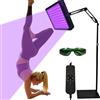 Warmforwel Lampada abbronzante, 100 LED, per uso domestico, luce viola da 395 nm, dispositivo autoabbronzante per viso e corpo, con testa rotante a 360° e supporto angolare regolabile, luminosità timer e