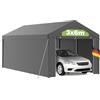 Kidsgigglz Tenda Garage Carport 3x6 m in Acciaio Zincato, Copertura PE 200g/m² Impermeabile Resistente UV, Pareti Laterali Rimovibili, Riparo Esterno per Auto, Barche, Attrezzi da Giardino - Grigio