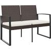 vidaXL Panca da Giardino a 2 Posti con Cuscini in Rattan PP Marrone
