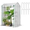 HOMASIS Serra in Pellicola Con Porta Avvolgibile, 100 x 81 x 150 cm, Serra da Giardino per Piante, in Polietilene e Metallo, per Balcone e Terrazza
