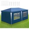 Sonnewelt Gazebo da giardino, 3 x 6 m, impermeabile, in PE di alta qualità, resistente ai raggi UV, 100 g/m², con 6 parti laterali, colore: blu
