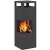 vidaXL Focolare Nero 35 x 35 x 100 cm Acciaio, Giardino e terrazza, Moderno braciere Rettangolare, Portatile e Robusto per Incontri, Resistente alla ruggine