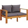 vidaXL Divano da Giardino con Cuscini 2 Posti Legno Massello di Acacia, Divano da Giardino con Cuscini, Seduta da Giardino, Divano da Giardino 2 posti