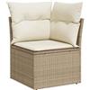 vidaXL Divano Angolare da Giardino con Cuscini Beige in Polyrattan