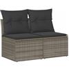 vidaXL Divano Giardino 4pz con Cuscini Grigio Chiaro Polyrattan Acacia, Set Divano da Patio, Set Divano in Rattan PE, Set arredo da Giardino