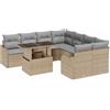 vidaXL Set Divano da Giardino con Cuscino 9 PCS Beige Polyrattan, Set di divani Moderni per Esterni, Arredamento modulare, Perfetto per ritrovi e Relax in Giardino