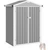 Outsunny Casetta da Giardino 1.1m² in Acciaio Zincato, Capanno da Giardino con Doppie Porte Larghe Bloccabili, Tetto Inclinato, Guanti, Capanno Porta Attrezzi, 133x87x178 cm, Grigio Argento