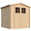 TIMBELA M343F+M343G Casetta da Giardino in Legno per Esterni CON PAVIMENTO TRATTATO con serratura di alta qualità - L216xL206xA218 cm/ 3.53 m2
