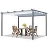 TOOLPORT PRIMEYARD Pergola 3x4 m gazebo da giardino con tetto scorrevole grigio - struttura in acciaio
