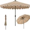 COSTWAY Ombrellone da Giardino 300 cm, con 24 Luci LED Solari, Inclinazione Regolabile, Manovella, 8 Stecche, Anti-UV, Top Ventilato, Idrorepellente, Giardino Piscina Patio (Marrone)