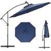 COSTWAY Ombrellone da Giardino 300 cm, 32 Luci LED Solari, Anti-UV, Inclinazione Regolabile, Manovella, 8 Stecche per Esterno Piscina Patio (Blu Scuro)