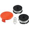 Daaxing Bobina di ricambio per decespugliatore Black & Decker + copertura STC1820D STC1820PC ST5530 STC1815 (2 bobine di ricambio + 1 bobina