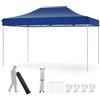 RELAX4LIFE Gazebo Pop-Up Impermeabile 445 x 300 CM, Tenda da Viaggio Pieghevole con 3 Regolazioni di Altezza, Protezione Solare, per Giardino, Spiaggia (BLU)