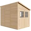 TIMBELA Casa da giardino in legno naturale (con parete laterale) 318x218 cm/6,09 m²- Magazzino esterno con finestre - Capanno da giardino - Bici, Deposito attrezzi e rimessa TIMBELA M339A