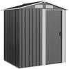 Outsunny Casetta da Giardino 1.7m² in Acciaio Zincato con kit Fondazione, Capanno da Giardino Porta Attrezzi con Tetto Inclinato, 4 Prese d'Aria, Porta Scorrevole, 152x132x188 cm, Grigio Scuro