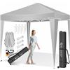 KESSER® Gazebo Pieghevole 3x3m | Pop-Up Regolabile in Altezza Stabile Impermeabile Resistente all'Inverno | Protezione UV 50+ Inclusa Borsa con Ruote & Ancoraggio al Suolo - Grigio