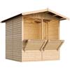 TIMBELA Capanno in Legno, Capanno Espositore in Legno, Chiosco a giardino per bar, 253x263 cm/4 m2 Stand di vendita con bancone, Multifunzione cabina da giardino TIMBELA M149