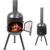 BonFeu BonSolo Black - Stufa da patio - Camino con protezione dalle scintille per serate rilassanti - Colonna fuoco da esterno - Camino da patio con griglia per barbecue - 34x34x124cm