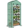 Outsunny Serra per Piante Verticale con Scaffale a 4 Ripiani, Serra da Balcone e Terrazzo in Acciaio e PE Verde Scuro, 70x50x160cm