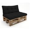 POKAR Set di Cuscini per Europallet Imbottito da 2 pezzi: 1x Cuscino-sedile 120x80cm + 1x Cuscino-schienale 120x40cm, per Divano da Giardino, per Interno ed Esterno, senza Pallet, nero