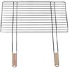4U-Onlinehandel - Griglia di ricambio per barbecue, 68 x 40 cm, con 2 manici in legno, in acciaio cromato